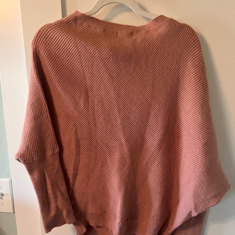 Pink Lily Pink Knitted Shrug with Oversized Fit